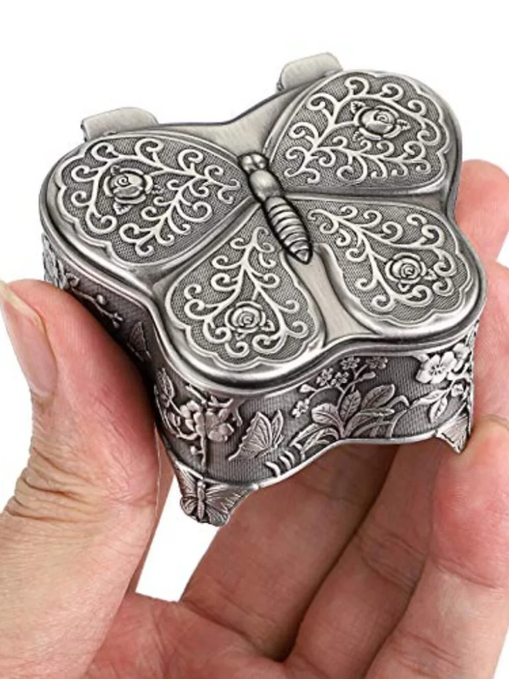 Vintage Metal Jewelry Trinket Box Butterfly Shape Jewelry Organizer | Treasure C
